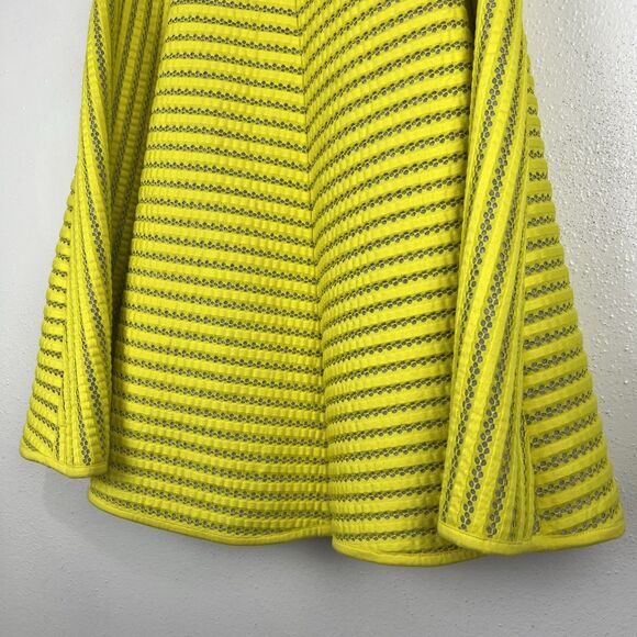 H&M Skirt Women 6 Yellow Grey Eyelet Midi A-Line Bright Casual Bottoms - Picture 11 of 12